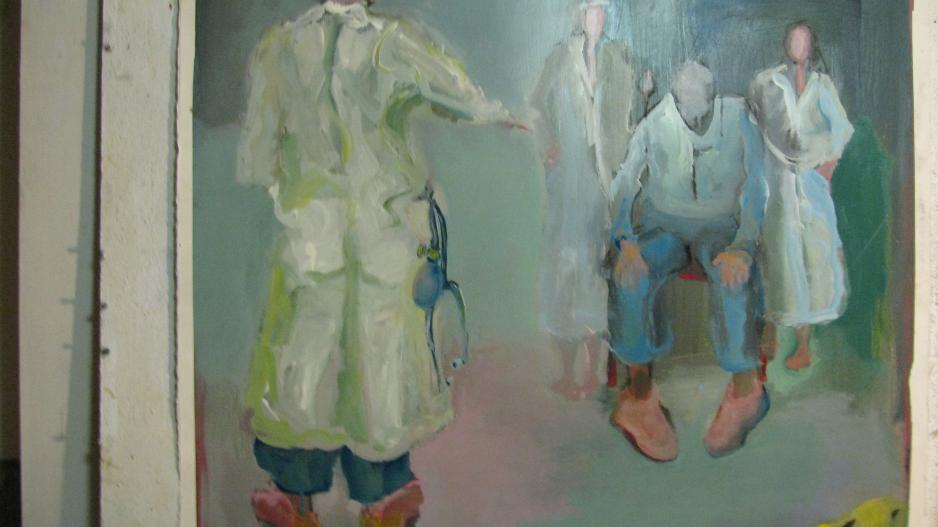 painting of doctor, hospital setting